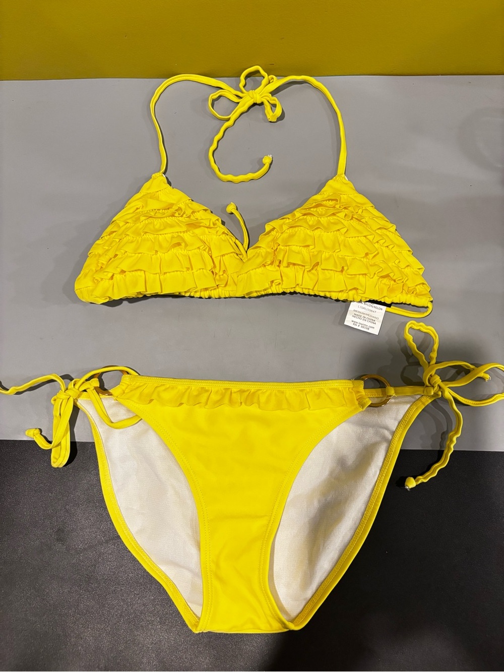 Ingear Yellow Ruffle Triangle Bikini Set